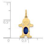 14K Boy Charm 6x4 Oval Genuine Sapphire-September - Image 3