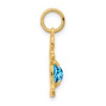 14K Girl Charm 6x4 Oval Genuine Blue Topaz-December - Image 2