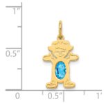14K Girl Charm 6x4 Oval Genuine Blue Topaz-December - Image 3