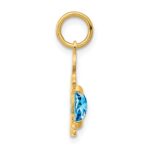 14K Boy Charm 6x4 Oval Genuine Blue Topaz-December - Image 2