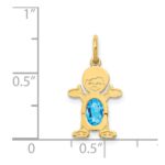 14K Boy Charm 6x4 Oval Genuine Blue Topaz-December - Image 3