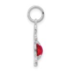 14K White Gold Girl Charm 6x4 Oval Genuine Ruby-July - Image 2