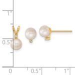 14k 5-6mm White Round Akoya Saltwater Cultured Pearl and .03 Carat Diamond Post Earrings and Pendant Set - Image 3