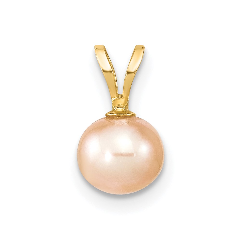 XF522.jpg 14k 6-7mm Round Pink Freshwater Cultured Pearl Pendant - Image 1