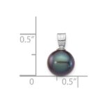 14K White Gold 8-9mm Round Black Freshwater Cultured Pearl Pendant - Image 3