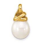 14K 9-10mm White Rice Freshwater Cultured Pearl Slide Fits up to 3mm Fancy Omega Only - Image 4