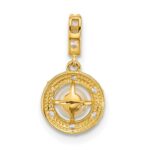 14k Polished and Grooved White Freshwater Cultured Pearl and CZ Circle Pendant - Image 3