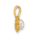 14k Polished 4-5mm Button White Freshwater Cultured Pearl Flower Pendant - Image 2