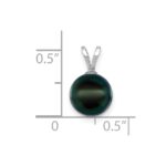 14k White Gold 8-9mm Round Black Akoya Saltwater Cultured Pendant - Image 3