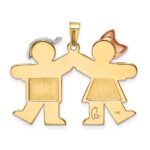14k Tri-color The Kids Medium Girl on Left and Boy on Right Engravable Kiss Charm - Image 4