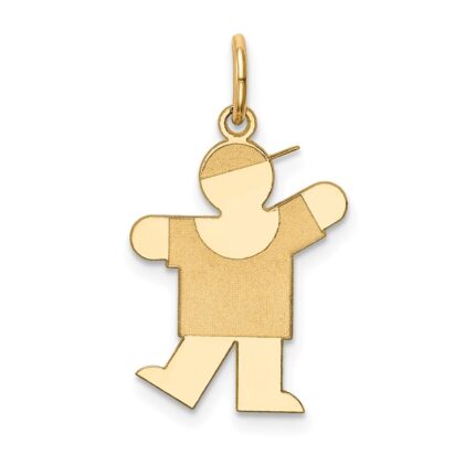 14k The Kids Small Boy with Hat Engravable Kiss Charm