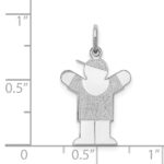 14k White Gold The Kids Small Boy with Hat Engravable Love Charm - Image 3