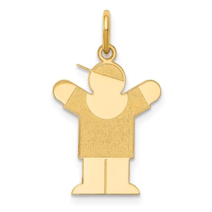14k The Kids Small Boy with Hat Engravable Love Charm