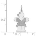 14k White Gold The Kids Small Girl with Bow Engravable Hugs Charm - Image 3