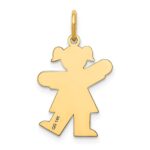 14k The Kids Small Girl with Ponytails Engravable Kiss Charm - Image 4