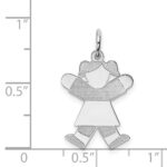 14k White Gold The Kids Small Girl with Ponytails Engravable Joy Charm - Image 3