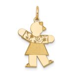 14k The Kids Small Floral Dress Girl Engravable Kiss Charm