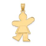 14k The Kids Solid Satin Medium Girl Engravable Kiss Charm - Image 4