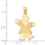 14k The Kids Solid Satin Medium Girl Engravable Kiss Charm - Image 3