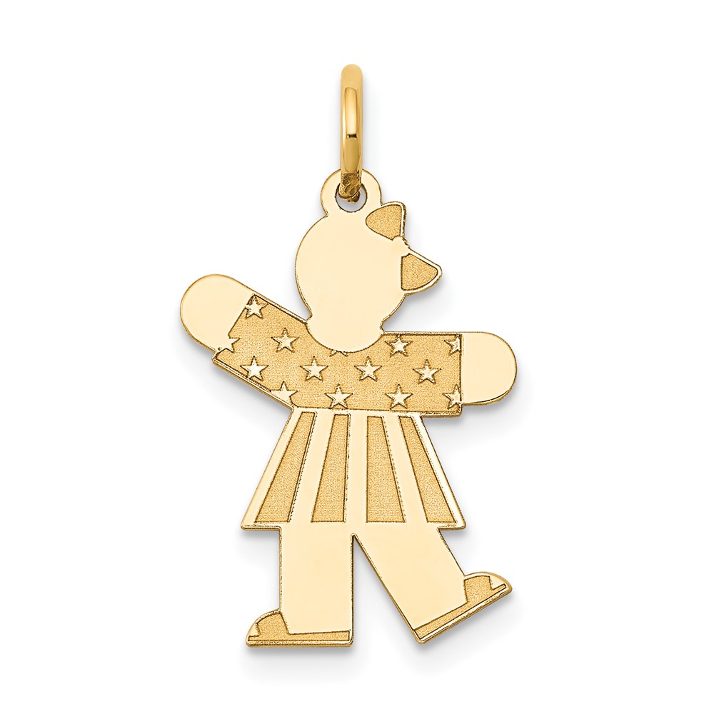 XK1128Y.jpg 14k The Kids Small Stars and Stripes Girl Engravable Kiss Charm - Image 1