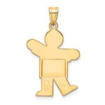14k The Kids Solid Satin Medium Boy Engravable Kiss Charm - Image 4