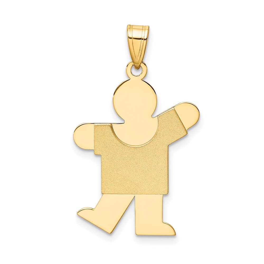 XK113.jpg 14k The Kids Solid Satin Medium Boy Engravable Kiss Charm - Image 1