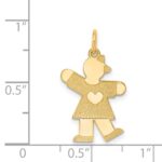 14k The Kids Small Heart Dress Girl Engravable Kiss Charm - Image 3