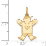 14k The Kids Small Heart Shirt Boy Engravable Joy Charm - Image 2