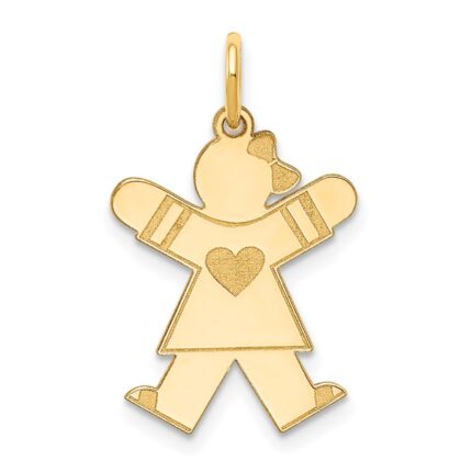 14k The Kids Small Heart Dress Girl Engravable Joy Charm