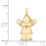 14k The Kids Small Heart Dress Girl Engravable Love Charm - Image 3