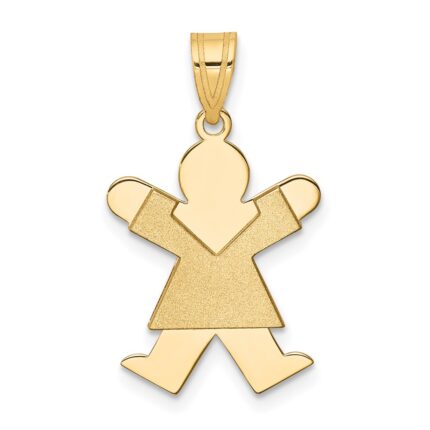 14k The Kids Solid Satin Small Girl Engravable Joy Charm