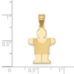 14k The Kids Solid Satin Small Boy Engravable Hugs Charm - Image 3