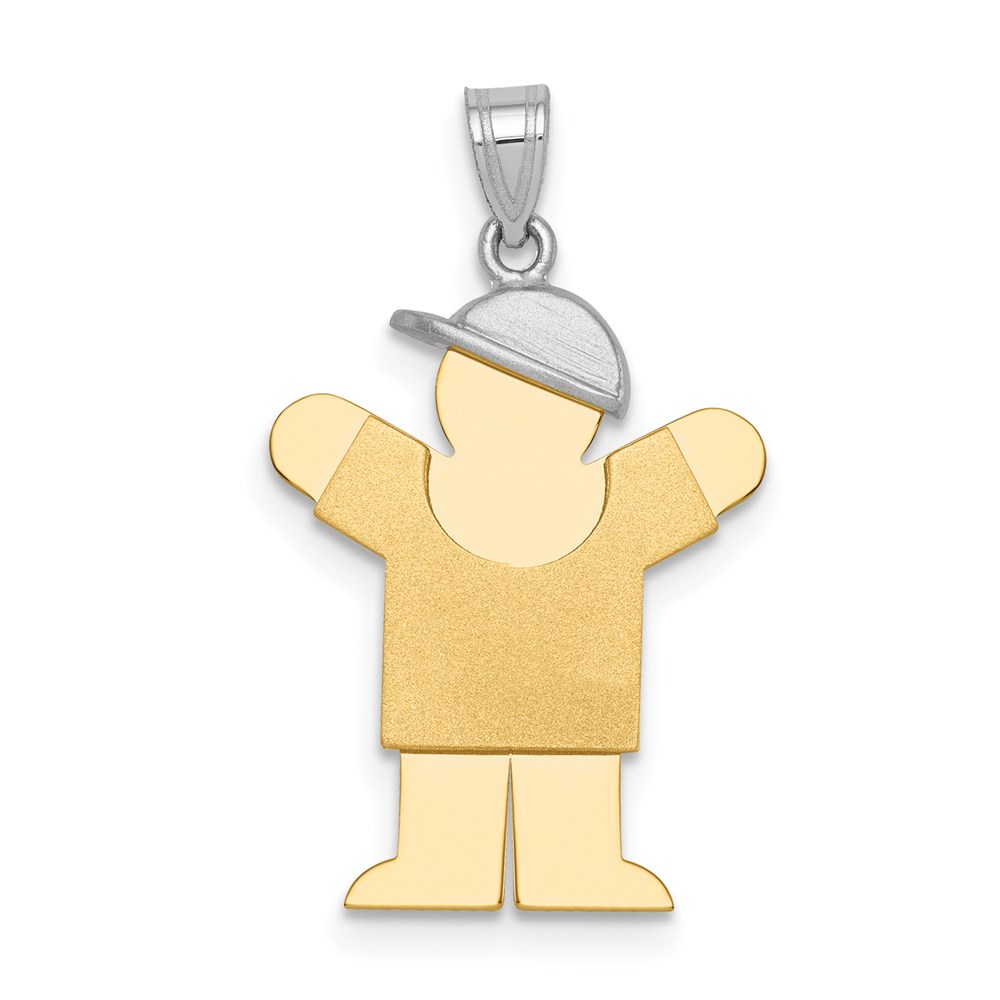 XK203.jpg 14k Two-tone The Kids Small Boy with Hat on Right Engravable Love Charm - Image 1