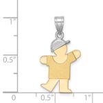 14k Two-tone The Kids Small Boy with Hat on Left Engravable Kiss Charm - Image 3