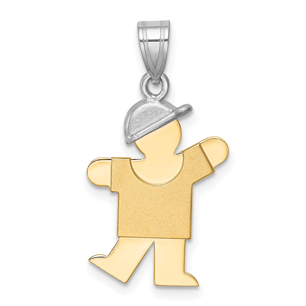 XK204.jpg 14k Two-tone The Kids Small Boy with Hat on Left Engravable Kiss Charm - Image 1