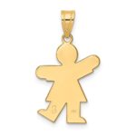 14k The Kids Solid Satin Small Girl Engravable Kiss Charm - Image 4