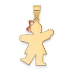 14k Two-tone The Kids Small Girl with Bow on Right Engravable Kiss Charm - Image 4