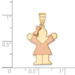 14k Two-tone The Kids Small Girl with Bow on Left Engravable Love Charm - Image 3