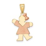 14k Two-tone The Kids Small Girl with Bow on Right Engravable Kiss Charm