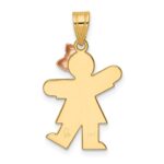 14k Two-tone The Kids Small Girl with Bow on Right Engravable Kiss Charm - Image 4