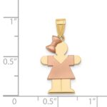 14k Two-tone The Kids Small Girl with Bow on Left Engravable Hugs Charm - Image 3