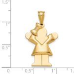 14k The Kids Puffed Girl with Bow on Left Engravable Love Charm - Image 3