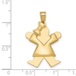 14k The Kids Puffed Girl with Bow on Left Engravable Joy Charm - Image 3