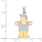 14k Two-tone The Kids Medium Boy with Hat on Right Engravable Hugs Charm - Image 2