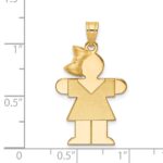 14k The Kids Solid Engravable Medium Girl with Bow on Left Hugs Charm - Image 3