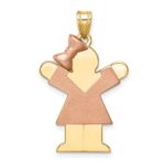 14k Two-tone The Kids Medium Girl with Bow on Left Engravable Love Charm