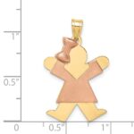 14k Two-tone The Kids Medium Girl with Bow on Left Engravable Joy Charm - Image 3