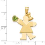 14k The Kids Girl with Light Green CZ August Birthstone Engravable Kiss Charm - Image 2