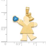 14k The Kids Girl with Blue CZ December Birthstone Engravable Kiss Charm - Image 2