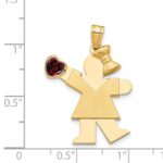 14k The Kids Girl with Dark Red CZ January Birthstone Engravable Kiss Charm - Image 3